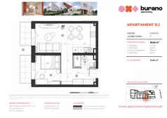 2 pokoje, mieszkanie 38,63 m², piętro 1, oferta nr M.1.2, Apartamenty Burano, Wrocław, Klecina, Krzyki, Buraczana 13