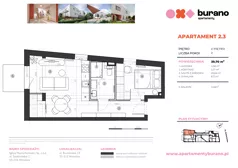 2 pokoje, mieszkanie 39,70 m², piętro 2, oferta nr M2.3, Apartamenty Burano, Wrocław, Klecina, Krzyki, Buraczana 13