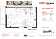 3 pokoje, mieszkanie 57,81 m², piętro 1, oferta nr M.1.5, Apartamenty Burano, Wrocław, Klecina, Krzyki, Buraczana 13