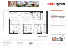 4 pokoje, mieszkanie 67,21 m², piętro 2, oferta nr M2.2, Apartamenty Burano, Wrocław, Klecina, Krzyki, Buraczana 13