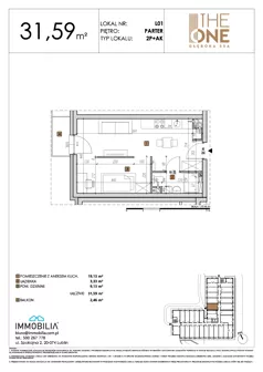 2 pokoje, lokal inwestycyjny 31,59 m², parter, oferta nr 1, THE ONE, Lublin, Wieniawa, Miasteczko Akademickie, ul. Głęboka 32A