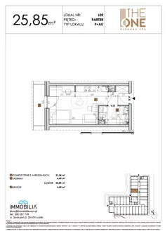 1 pokój, lokal inwestycyjny 25,85 m², parter, oferta nr 2, THE ONE, Lublin, Wieniawa, Miasteczko Akademickie, ul. Głęboka 32A