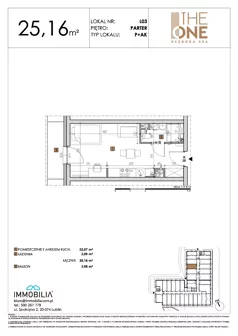 1 pokój, lokal inwestycyjny 25,16 m², parter, oferta nr 3, THE ONE, Lublin, Wieniawa, Miasteczko Akademickie, ul. Głęboka 32A