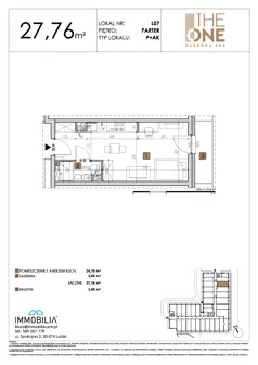 1 pokój, lokal inwestycyjny 27,76 m², parter, oferta nr 7, THE ONE, Lublin, Wieniawa, Miasteczko Akademickie, ul. Głęboka 32A