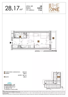 1 pokój, lokal inwestycyjny 28,17 m², parter, oferta nr 8, THE ONE, Lublin, Wieniawa, Miasteczko Akademickie, ul. Głęboka 32A
