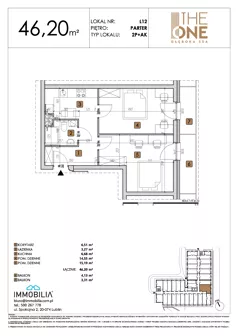 2 pokoje, lokal inwestycyjny 46,20 m², parter, oferta nr 12, THE ONE, Lublin, Wieniawa, Miasteczko Akademickie, ul. Głęboka 32A