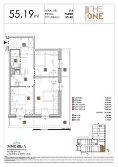3 pokoje, lokal inwestycyjny 55,19 m², parter, oferta nr 13, THE ONE, Lublin, Wieniawa, Miasteczko Akademickie, ul. Głęboka 32A