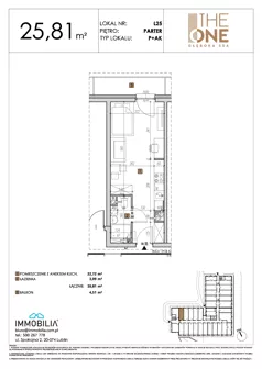 1 pokój, lokal inwestycyjny 25,81 m², parter, oferta nr 25, THE ONE, Lublin, Wieniawa, Miasteczko Akademickie, ul. Głęboka 32A