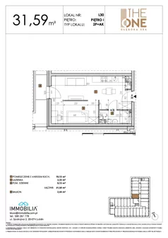 2 pokoje, lokal inwestycyjny 31,59 m², piętro 1, oferta nr 30, THE ONE, Lublin, Wieniawa, Miasteczko Akademickie, ul. Głęboka 32A