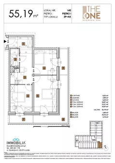 3 pokoje, lokal inwestycyjny 55,19 m², piętro 1, oferta nr 42, THE ONE, Lublin, Wieniawa, Miasteczko Akademickie, ul. Głęboka 32A