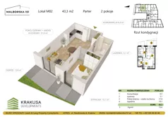 2 pokoje, mieszkanie 43,30 m², parter, oferta nr 2, Malborska 151, Kraków, Podgórze Duchackie, Wola Duchacka, ul. Malborska 151