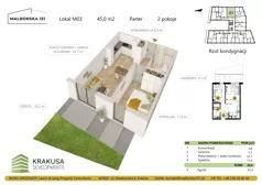 2 pokoje, mieszkanie 41,40 m², piętro 1, oferta nr 19, Malborska 151, Kraków, Podgórze Duchackie, Wola Duchacka, ul. Malborska 151