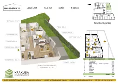 4 pokoje, mieszkanie 77,90 m², parter, oferta nr 4, Malborska 151, Kraków, Podgórze Duchackie, Wola Duchacka, ul. Malborska 151