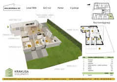 4 pokoje, mieszkanie 64,30 m², piętro 3, oferta nr 39, Malborska 151, Kraków, Podgórze Duchackie, Wola Duchacka, ul. Malborska 151