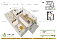 2 pokoje, mieszkanie 39,00 m², piętro 1, oferta nr 18, Malborska 151, Kraków, Podgórze Duchackie, Wola Duchacka, ul. Malborska 151