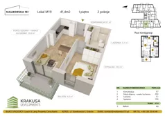 2 pokoje, mieszkanie 41,40 m², piętro 1, oferta nr 19, Malborska 151, Kraków, Podgórze Duchackie, Wola Duchacka, ul. Malborska 151