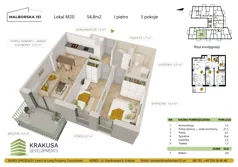 3 pokoje, mieszkanie 54,80 m², piętro 1, oferta nr 20, Malborska 151, Kraków, Podgórze Duchackie, Wola Duchacka, ul. Malborska 151