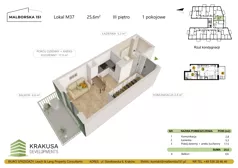 1 pokój, mieszkanie 25,60 m², piętro 3, oferta nr 37, Malborska 151, Kraków, Podgórze Duchackie, Wola Duchacka, ul. Malborska 151