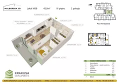 2 pokoje, mieszkanie 45,00 m², piętro 3, oferta nr 38, Malborska 151, Kraków, Podgórze Duchackie, Wola Duchacka, ul. Malborska 151