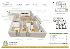 4 pokoje, mieszkanie 64,30 m², piętro 3, oferta nr 39, Malborska 151, Kraków, Podgórze Duchackie, Wola Duchacka, ul. Malborska 151