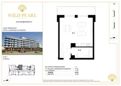 1 pokój, mieszkanie 38,03 m², piętro 3, oferta nr 33, Wild Pearl, Kołobrzeg, ul. Jedności Narodowej 12D i 12 E