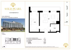 2 pokoje, mieszkanie 46,79 m², piętro 1, oferta nr 14, Wild Pearl, Kołobrzeg, ul. Jedności Narodowej 12D i 12 E