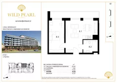 2 pokoje, mieszkanie 46,68 m², piętro 3, oferta nr 32, Wild Pearl, Kołobrzeg, ul. Jedności Narodowej 12D i 12 E