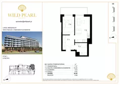 2 pokoje, mieszkanie 38,42 m², piętro 6, oferta nr 58, Wild Pearl, Kołobrzeg, ul. Jedności Narodowej 12D i 12 E