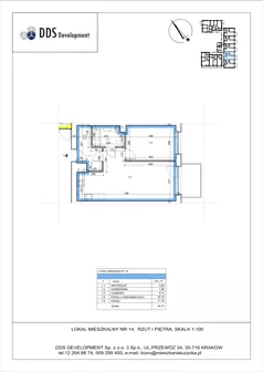 2 pokoje, mieszkanie 45,73 m², piętro 1, oferta nr M 14, Łużycka 71, Kraków, Podgórze Duchackie, ul. Łużycka 71