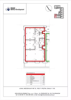 3 pokoje, mieszkanie 57,24 m², piętro 1, oferta nr M 18, Łużycka 71, Kraków, Podgórze Duchackie, ul. Łużycka 71