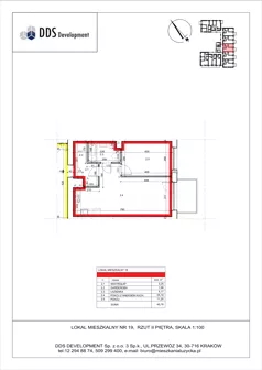 2 pokoje, mieszkanie 45,78 m², piętro 2, oferta nr M 19, Łużycka 71, Kraków, Podgórze Duchackie, ul. Łużycka 71