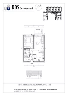 2 pokoje, mieszkanie 45,53 m², piętro 2, oferta nr M 25, Łużycka 71, Kraków, Podgórze Duchackie, ul. Łużycka 71
