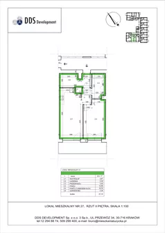 2 pokoje, mieszkanie 47,19 m², piętro 2, oferta nr M 27, Łużycka 71, Kraków, Podgórze Duchackie, ul. Łużycka 71