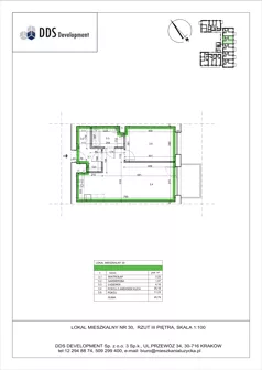 2 pokoje, mieszkanie 45,79 m², piętro 3, oferta nr M 30, Łużycka 71, Kraków, Podgórze Duchackie, ul. Łużycka 71