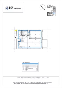 2 pokoje, mieszkanie 45,80 m², piętro 3, oferta nr M 34, Łużycka 71, Kraków, Podgórze Duchackie, ul. Łużycka 71
