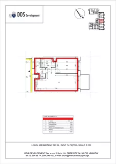 2 pokoje, mieszkanie 45,85 m², piętro 4, oferta nr M 39, Łużycka 71, Kraków, Podgórze Duchackie, ul. Łużycka 71