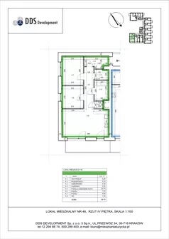 3 pokoje, mieszkanie 56,70 m², piętro 4, oferta nr M 48, Łużycka 71, Kraków, Podgórze Duchackie, ul. Łużycka 71