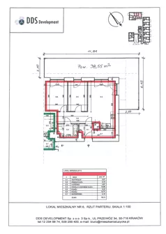 3 pokoje, mieszkanie 56,51 m², parter, oferta nr M 06, Łużycka 71, Kraków, Podgórze Duchackie, ul. Łużycka 71