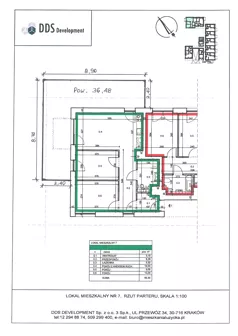 3 pokoje, mieszkanie 56,30 m², parter, oferta nr M 07, Łużycka 71, Kraków, Podgórze Duchackie, ul. Łużycka 71