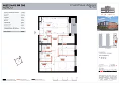 3 pokoje, mieszkanie 72,79 m², piętro 2, oferta nr 208, Nowa Tkalnia, Łódź, Widzew, ul. Milionowa/Kilińskiego