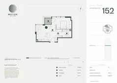 1 pokój, apartament 45,92 m², piętro 24, oferta nr A2.152, Motion Tower, Warszawa, Wola, Mirów, ul. Wronia 9