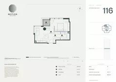 1 pokój, apartament 46,80 m², piętro 18, oferta nr A2.116, Motion Tower, Warszawa, Wola, Mirów, ul. Wronia 9