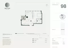 1 pokój, apartament 46,91 m², piętro 15, oferta nr A2.98, Motion Tower, Warszawa, Wola, Mirów, ul. Wronia 9