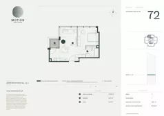 1 pokój, apartament 46,96 m², piętro 11, oferta nr A2.72, Motion Tower, Warszawa, Wola, Mirów, ul. Wronia 9