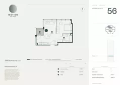 1 pokój, apartament 46,96 m², piętro 9, oferta nr A2.56, Motion Tower, Warszawa, Wola, Mirów, ul. Wronia 9