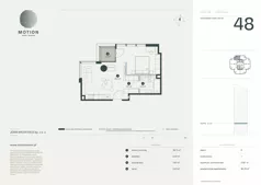 1 pokój, apartament 46,76 m², piętro 8, oferta nr A2.48, Motion Tower, Warszawa, Wola, Mirów, ul. Wronia 9