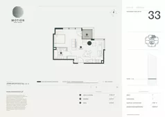 1 pokój, apartament 46,94 m², piętro 7, oferta nr A2.33, Motion Tower, Warszawa, Wola, Mirów, ul. Wronia 9