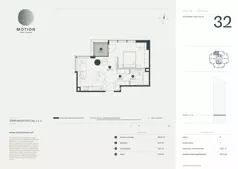 1 pokój, apartament 46,72 m², piętro 6, oferta nr A2.32, Motion Tower, Warszawa, Wola, Mirów, ul. Wronia 9