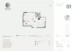 1 pokój, apartament 46,94 m², piętro 3, oferta nr A2.1, Motion Tower, Warszawa, Wola, Mirów, ul. Wronia 9