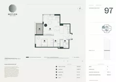2 pokoje, apartament 59,08 m², piętro 15, oferta nr A2.97, Motion Tower, Warszawa, Wola, Mirów, ul. Wronia 9